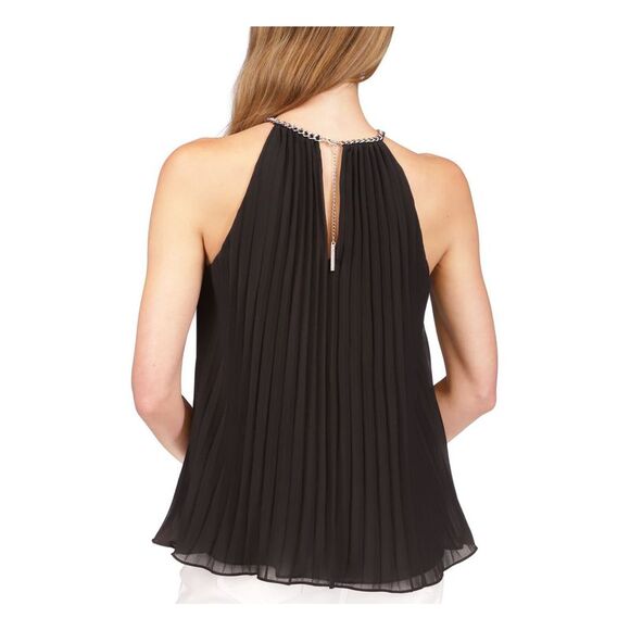 MICHAEL MICHAEL KORS Womens Black Lined Chain Detail Sleeveless Halter Top L - Picture 2 of 4